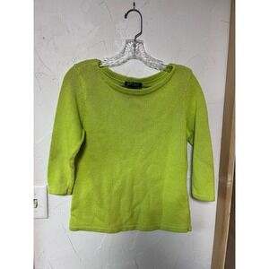 Lauren Ralph Lauren Knit Top Chartreuse Green‎ 3/4 Sleeve Sweater Medium